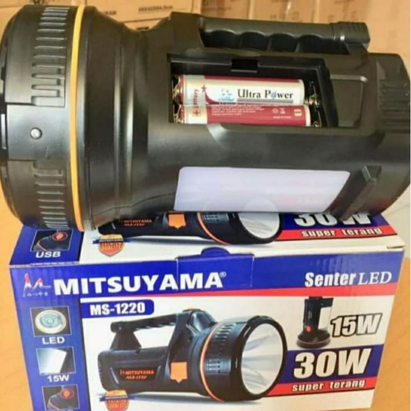 Senter Jarak Jauh Senter LED 30Watt + Emergency 15Watt Mitsuyama MS - 1220 / Senter Tangan LED 30W