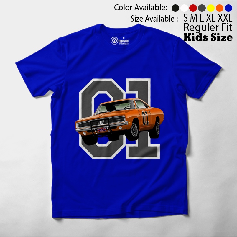 Baju Anak / Kaos Atasan Anak / Kids T Shirt The Duke of Hazzard General Lee Mobil Balap Terbang