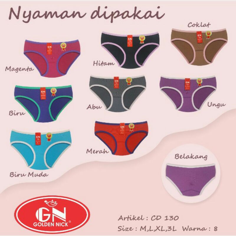 CD Golden Nick GN 130 | Celana Dalam Goldennick Wanita Dewasa | CD Goldennick | Sguna