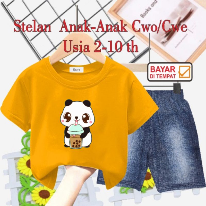 STELAN ANAK UNISEX/CELANA SEMI JEANS USIA 2 THN-10 THN( BEAR BABO)