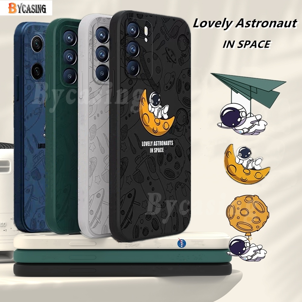 Casing Silikon OPPO A54 A15 A16 A94 A53 A52 A92 A5S A12 A7 A1K A3S F9 A37 Reno6 Reno 7 5G Reno 7Z Motif Astronot