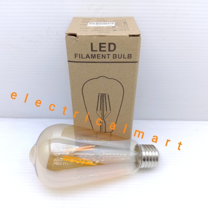 Lampu LED Filamen ST64 BESAR Cafe 4 Watt Kuning / Lampu Edison Cafe/  Led Filament Warmwhite