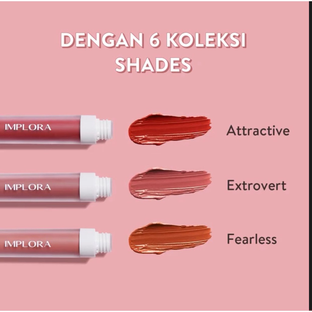 `ღ´ PHINKL `ღ´ ɪ ᴍ ᴘ ʟ ᴏ ʀ ᴀ   Implora lip velvet mattee lipstick lembut cair hasil tahan lama bisa ombre