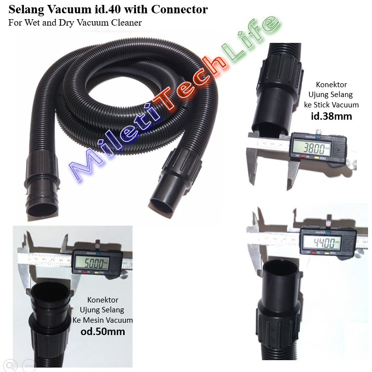 Selang Vacuum id40 with Konektor flexible EVA for Vacuum Cleaner 30Liter 60Liter 80L 90L Krisbow dll