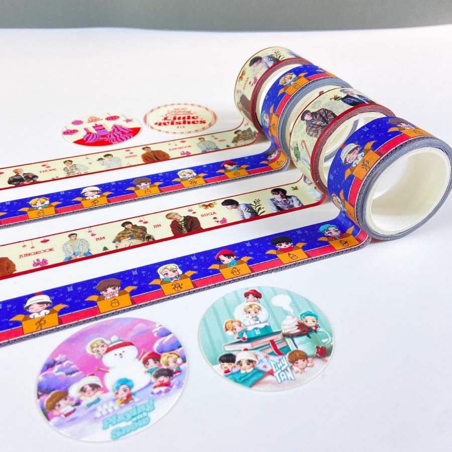 Stiker Kertasselotip Washi Gambar Kartun Kpop BTS Untuk Dekorasi