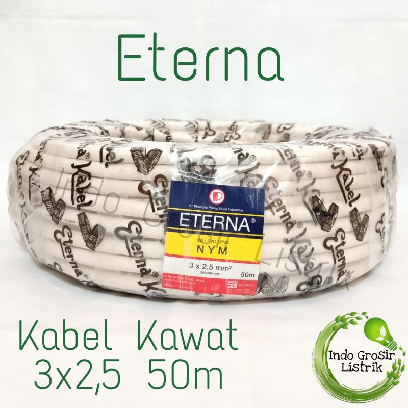 Kabel Kawat 3x2,5 50m NYM Eterna Kabel Listrik 3x2.5 Kawat Tembaga 50m Kabel Kawat Tembaga 3x2,5 1 R