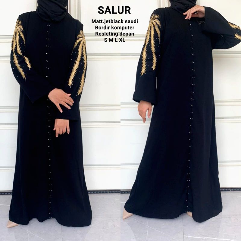 terbaru abaya gamis hitam bordir salur busui friendly jetblack saudi ori