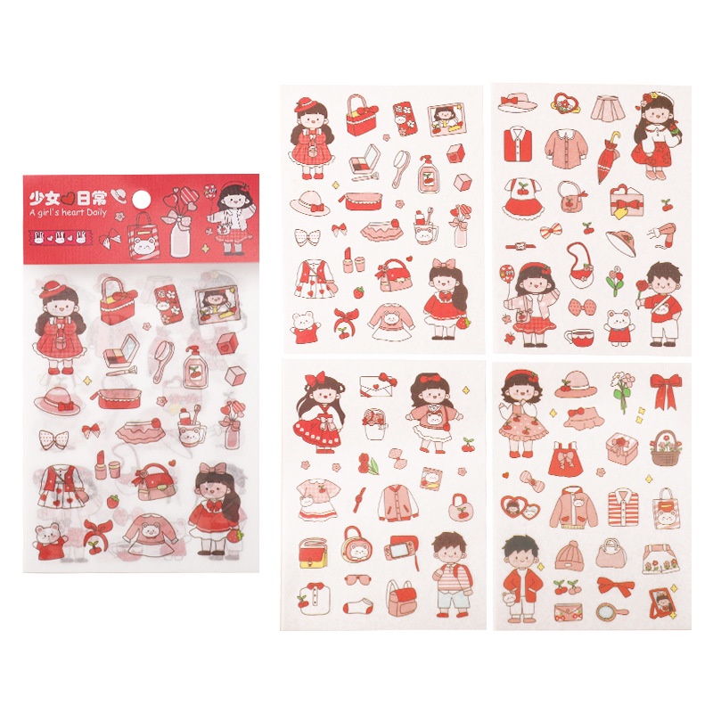 Stiker Deco Sticker / Sticker Label DIY Set Pastel Karakter