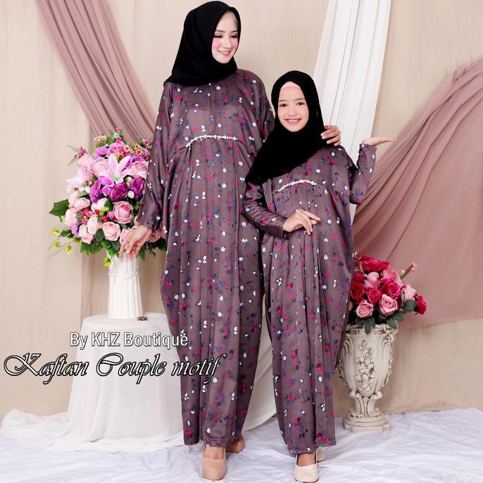 Gamis Termurah Kaftan Couple Ibu dan Anak Satin Gamis Pesta Maxmara Saten Warna Ungu Ready Stock