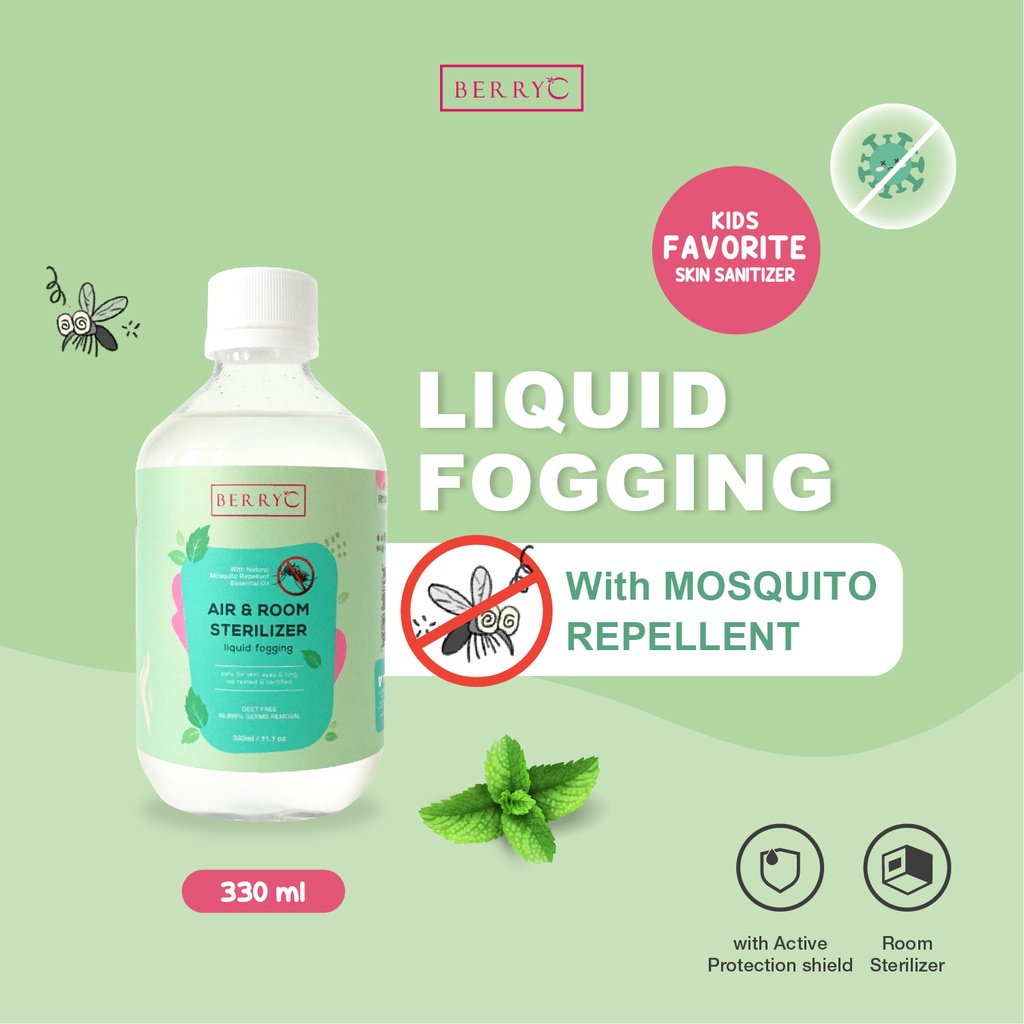 BerryC Mosquito Repellent Fogging 330ml Natural Anti Nyamuk DBD ( Demam Berdarah / Dengue ) Obat Cairan Liquid Fogging Disinfektan mosquitoes repellant anti bugs bite insect serangga lalat flies laron aman rumah indoor ruangan kamar asap smoke udara COD