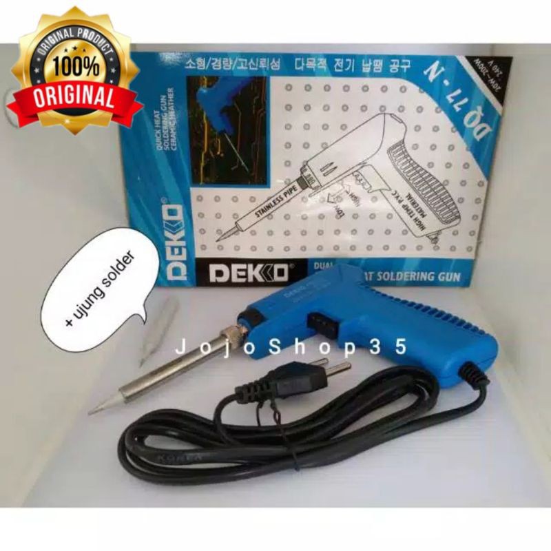 Solder Tembak Dekko Deko Soldering Original DQ77N DQ77-N DQ-77N 20-200watt + Ujung Solder DQ 77 DEKK