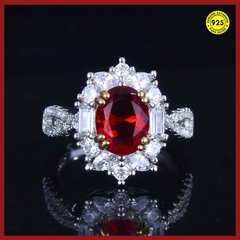 Cincin Open Ring Adjustable Desain 3 Karat Ruby Hias Batu Permata Berwarna Untuk Wanita