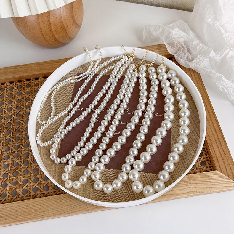 HIGH QUALITY PEARL NECKLACE FRENCH GIRLY SIMPLE CLAVICLE CHAIN SIMPLE KALUNG MUTIARA INS RETRO VINTAGE AKSESORIS WANITA FEMINIM PERHIASAN