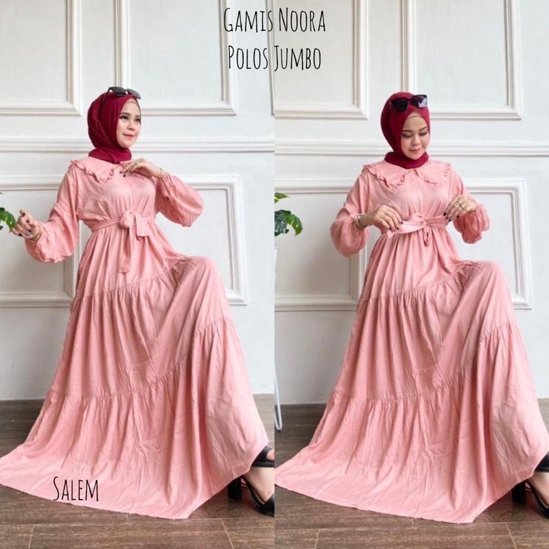 GAMIS NOORA JUMBO RAYON SUPER POLOS REMPEL SUSUN wanita remaja polos