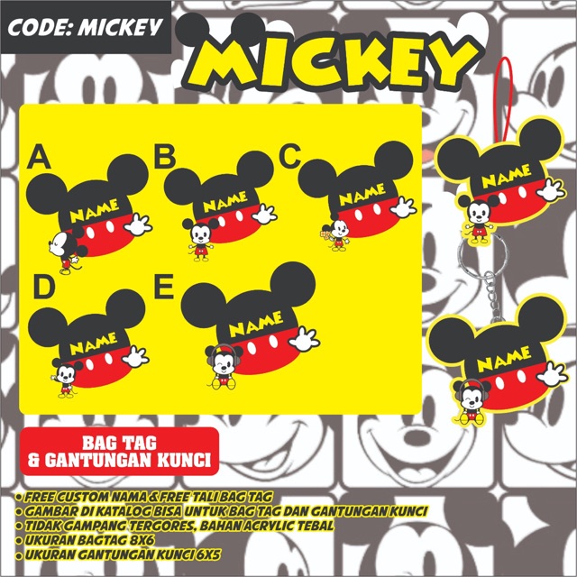 BAG TAG / GANTUNGAN KUNCI ACRILIC MICKEY