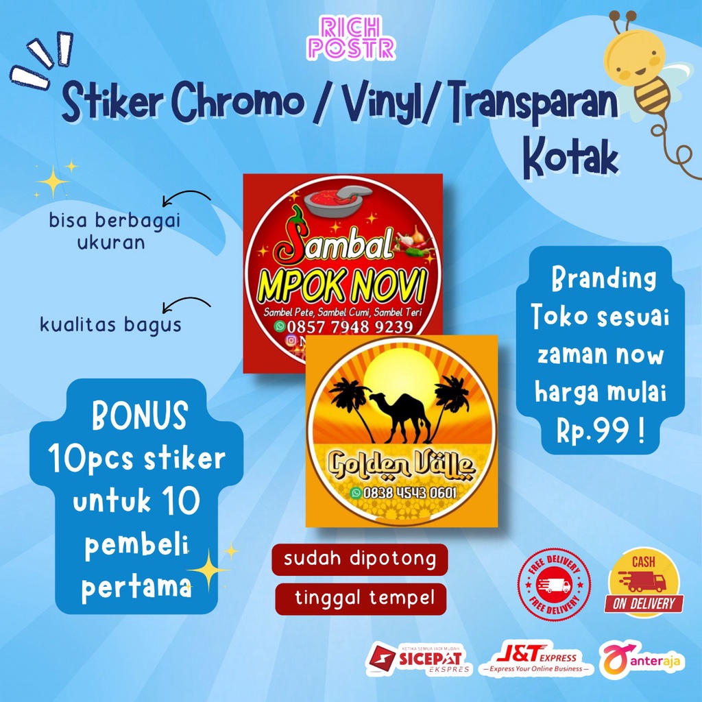 

Stiker Chromo Label Kotak Makanan dan Minuman - Bisa Laminasi - Setiker logo | Stiker Hijab Branding | Sticker label makanan