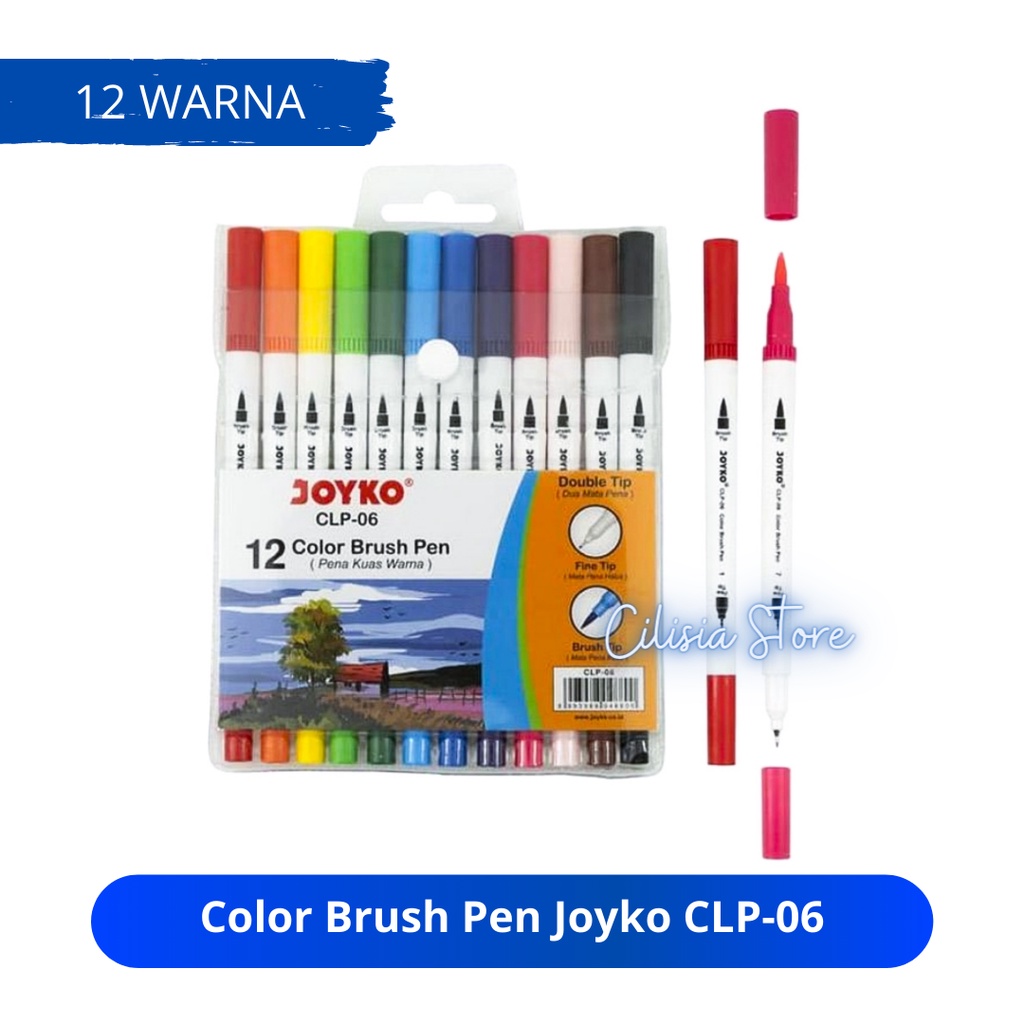 

Color Brush Pen Joyko CLP-06 / Pena Kuas Joyko set 12 Warna Color Pen