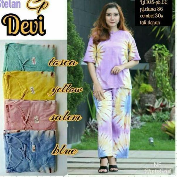 Super Sale.. set CP kaos batik/babydoll panjang pelangi set top bali tiedye murah batik Pekalongan Z