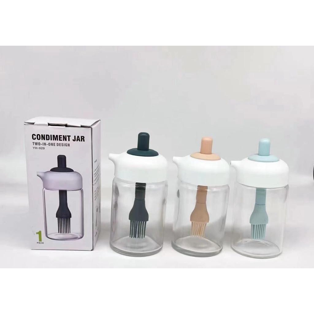 Toples Botol Kaca Tempat Minyak Dengan Kuas / Condiment Jar 2in1 / Botol Minyak 2in1