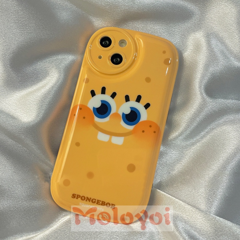 Soft Case Silikon TPU Tebal Motif SpongeBob Untuk IPhone 11 13 12 Pro MAX XR 7 8 Plus X XS MAX 6 6s Plus SE 2020