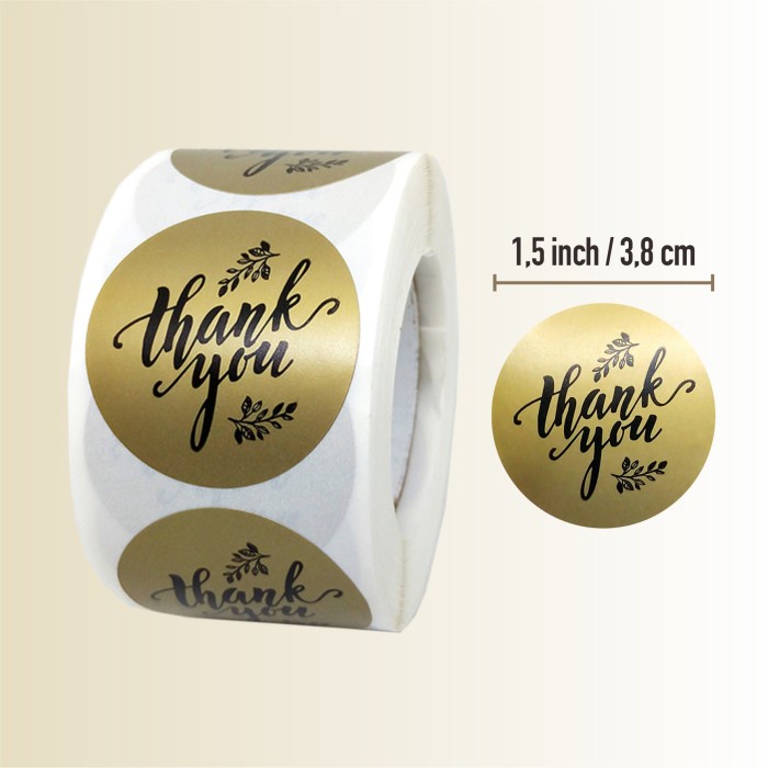 

Sticker Label Thank You Dark Gold Black Stiker Tag Segel Amplop Undangan Bingkisan Kado 3,8 cm / 1,5 inch