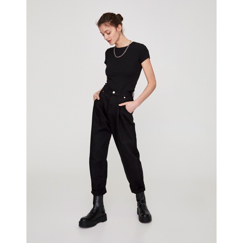 Pull and Bear Basic Black Colourful Slouchy Jeans