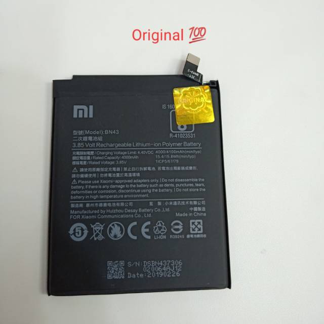 BATERAI ORIGINAL XIOMI BN-43