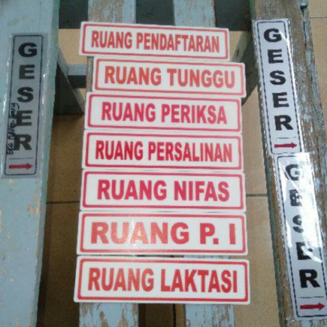 

Papan Acrylic Tulisan Ruang Pendaftaran/R Tunggu/R Periksa/R Persalinan/R Nifas/R P.I/R Laktasi