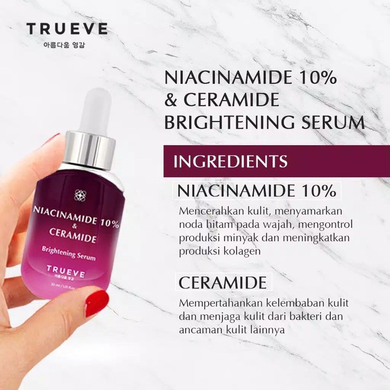 TRUEVE Indonesia / Serum Niacinamide Ceramide Bha Cica Acne Serum Vitamin C Galactomyces Anti Aging