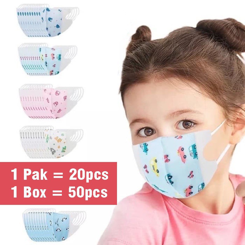 Masker Duckbill Anak dan Bayi 3-ply isi 20 pcs &amp; 50 pcs Earloop Protevtive Face mask