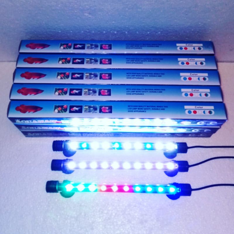 Lampu led celup aquarium  25CM putih biru pink 3warna 3colours RGB (ALL MERK)