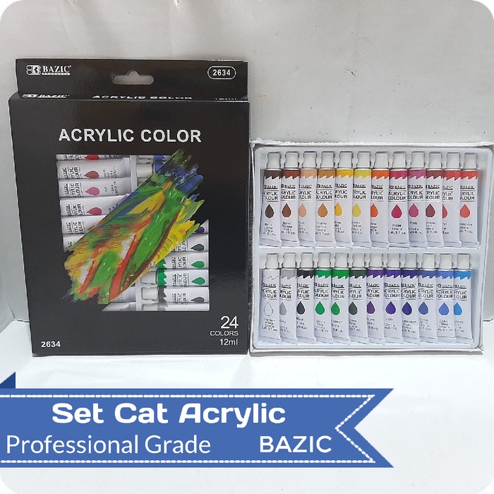 

Terbatas Cat Acrylic Professional Grade 12 Colors - 18 Colors - 24 Colors Bazic Bagus
