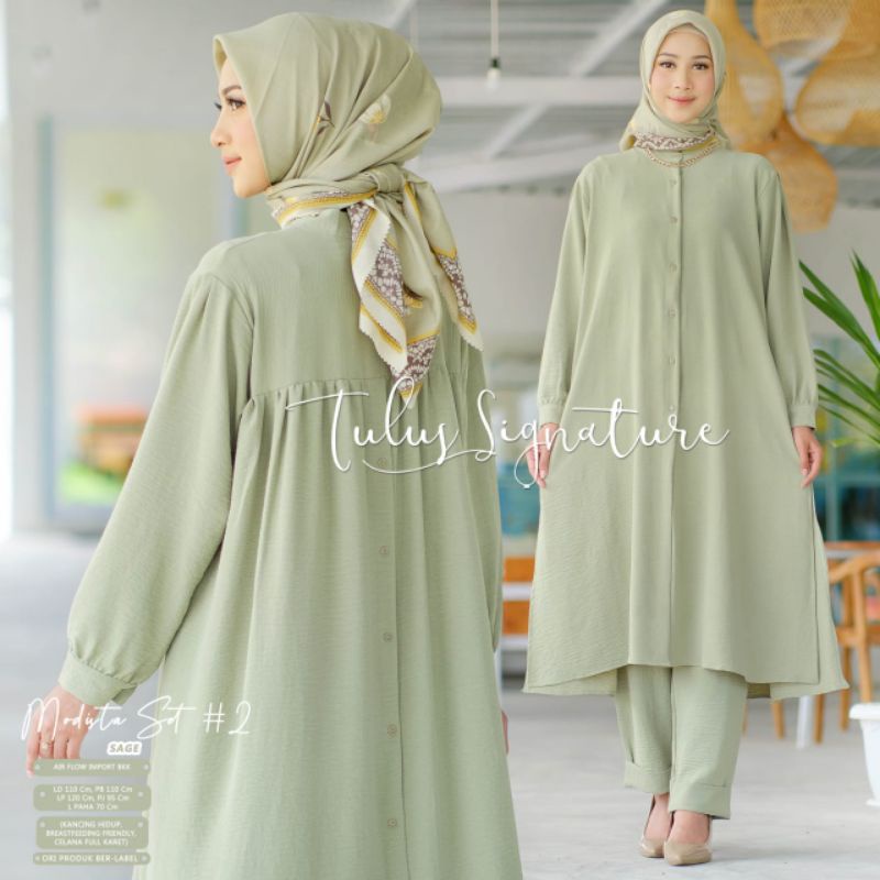 MODISTA SET #2 BY TULUS SIGNATURE / ONESET WANITA MUSLIMAH / Setelan airflow import kekinian polos