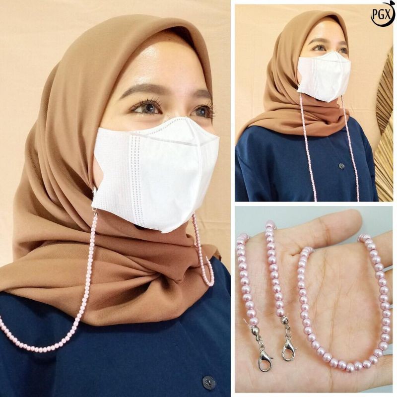 strap masker mutiara / tali masker mutiara / kalung masker