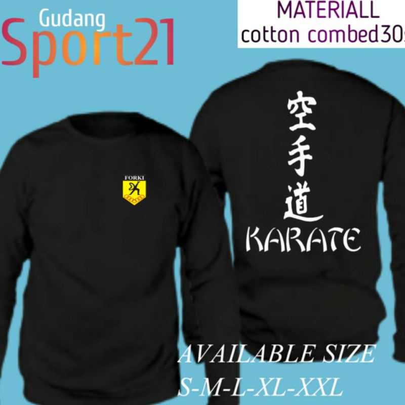 kaos baju lengan panjang forki karate kanji kaos forki