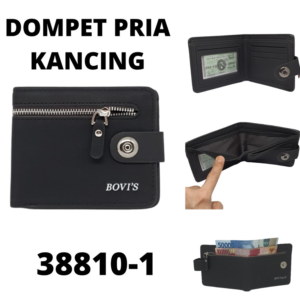 Dompet Pria Cowok Laki Dewasa Bovis Kancing Magnet Seleting Depan Import Original Ori Asli Distro Keren Kekinian Terbaru Terlaris Murah Promo Gratis Ongkir Kulit Sintetis