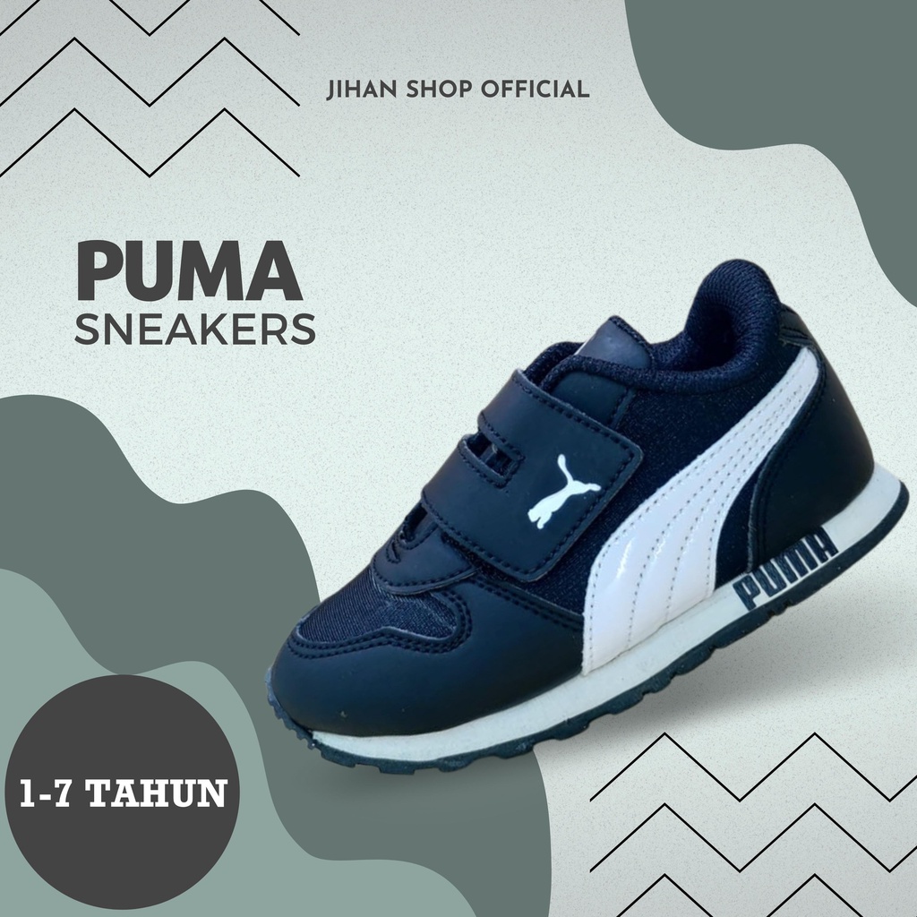 Sepatu Sneakers Anak Laki-Laki Warna Hitam Putih Sepatu Sekolah Size 1-7 Tahun Sepatu Cowok