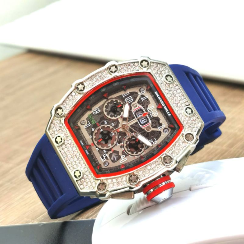 Jam Tangan Pria Rm Richard Mile Ring Diamond Crono Aktif Premium - Jam Tangan Super Mewah - Rm006