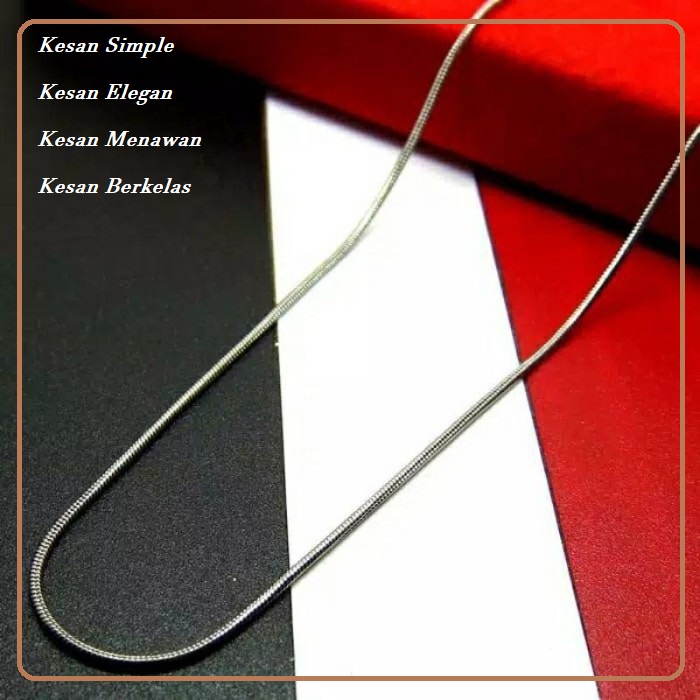 Kalung Pria Titanium Asli Silver Anti Karat Emas Putih Perak Keren Cowok Cewek Wanita Panjang / kalu