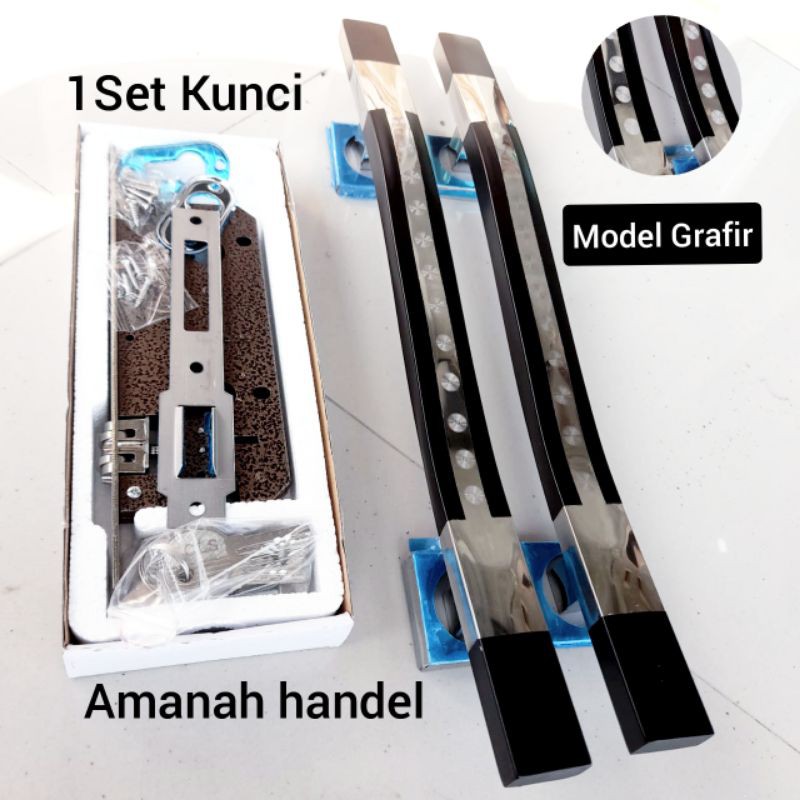 &quot;Paket Lengkap&quot; Handel Tarikan Pintu rumah 45cm stainless anti karat - Gagang pintu rumah