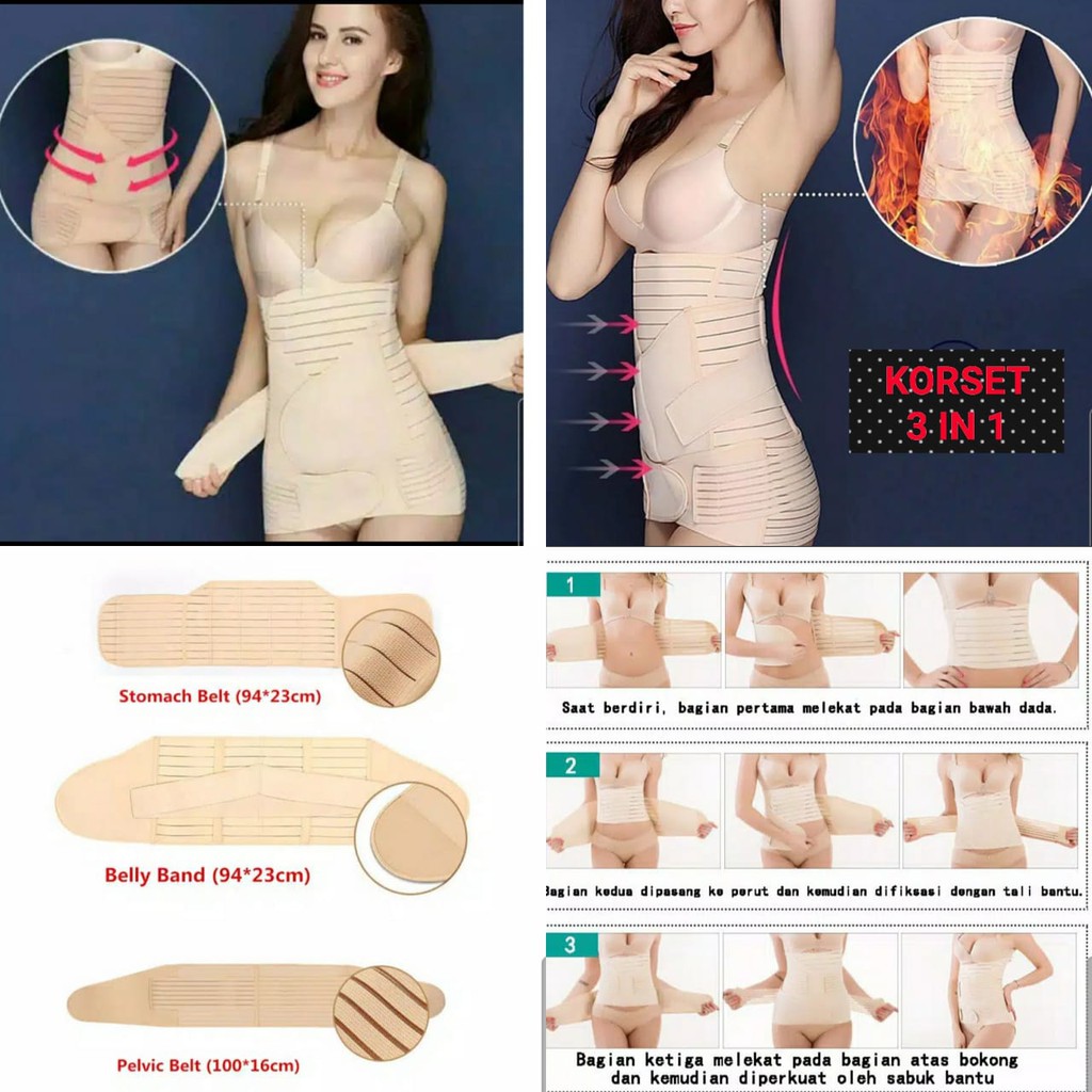 THREE IN ONE KORSET STAGEN PELANGSING PERUT PINGGANG PINGGUL 3 IN 1 CORSET MATERNITY