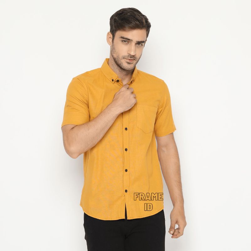 KEMEJA POLOS PRIA  MUSTARD / ATASAN PRIA MUSTARD