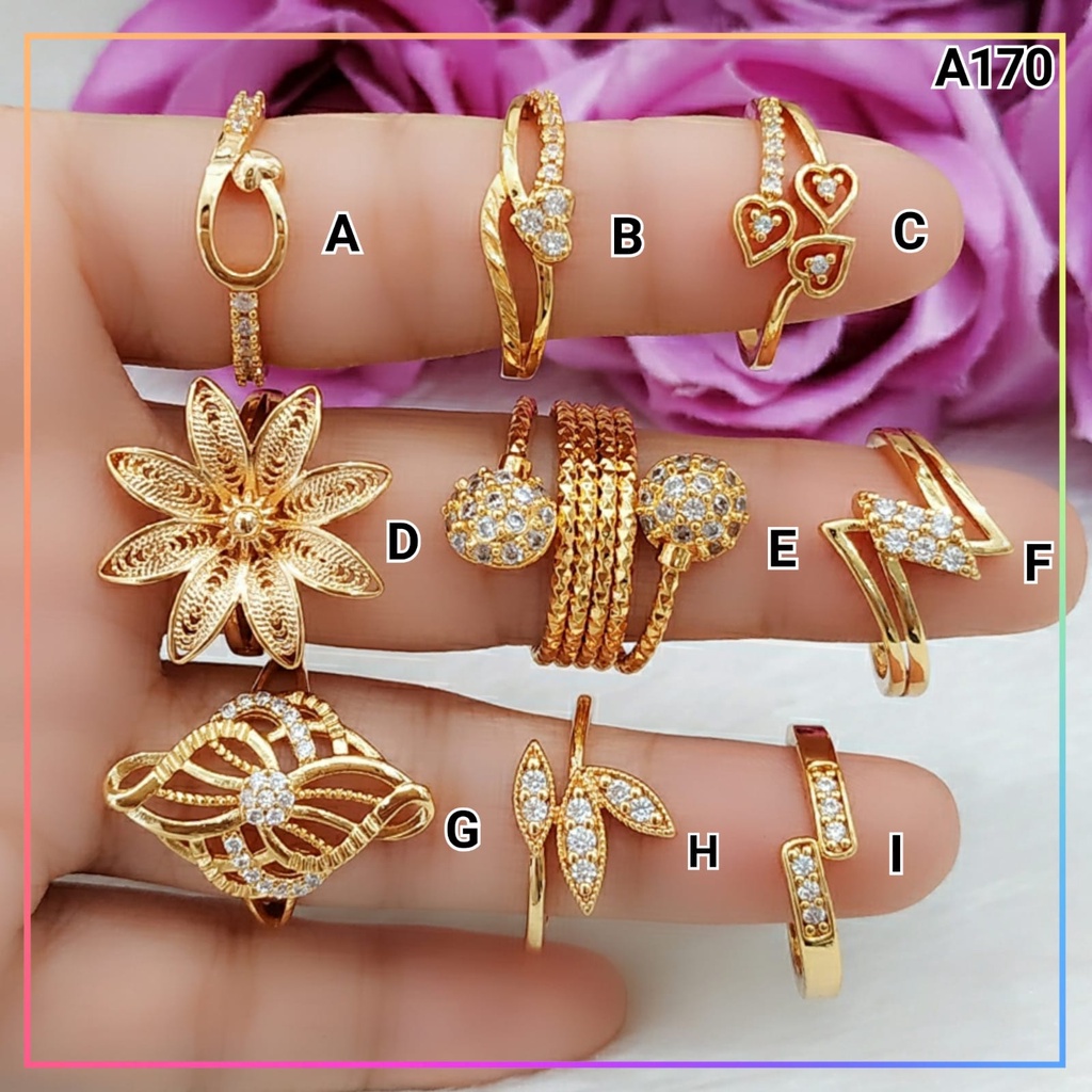 Cincin xuping cincin dewasa bunga besar permata zirqon perhiasan wanita lapis emas gold A170