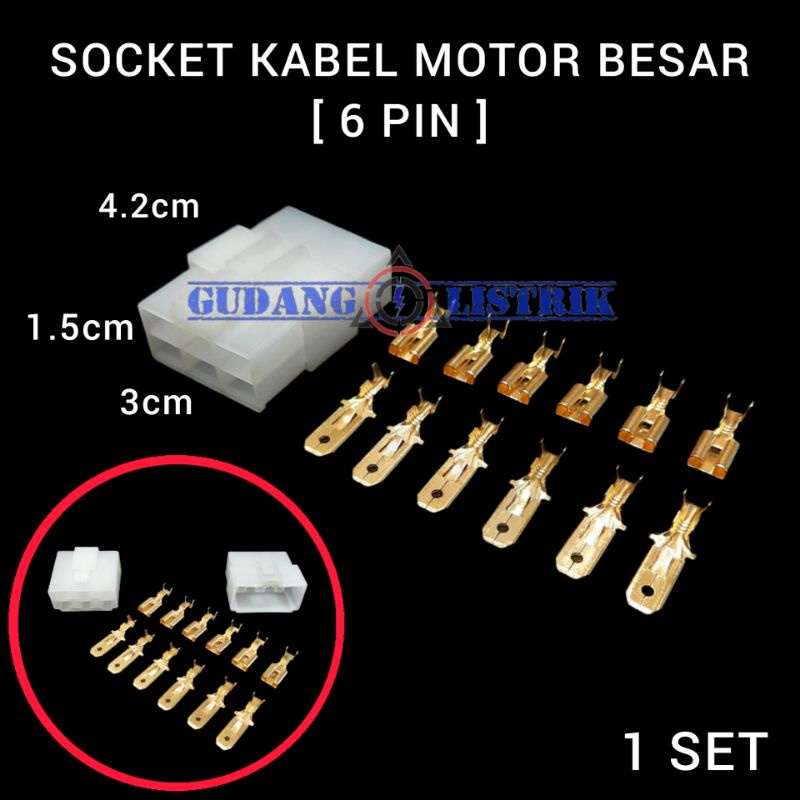 Socket Kabel Motor Socket Skun Scun Connector Cable 6 Pin Besar