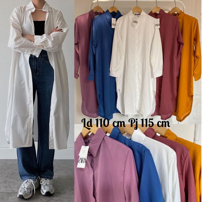 atasan katun silk import kemeja tunik polos wanita