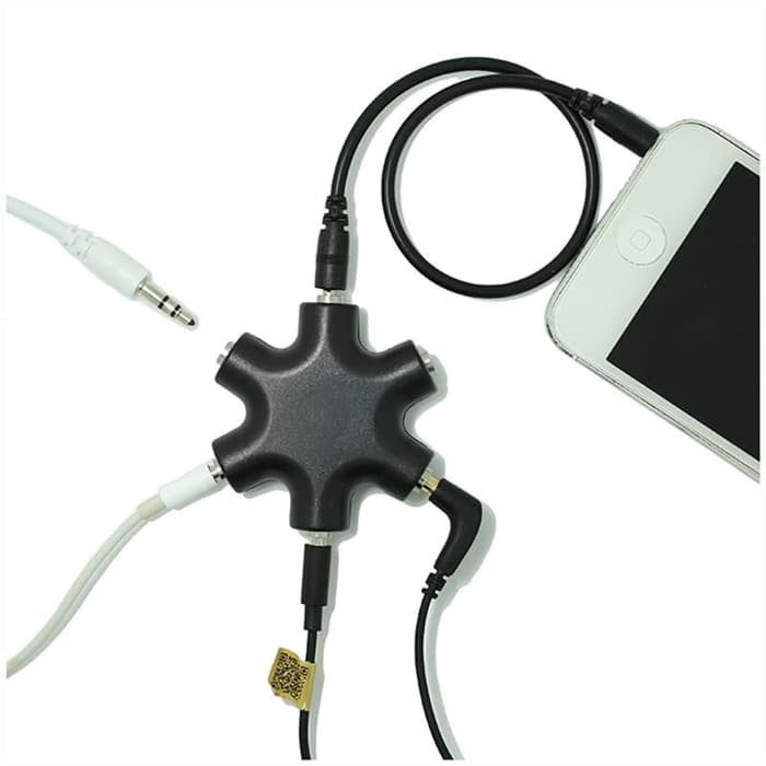 6 Way Ports Male to 5 Female Audio Earphone 3.5mm Jack Splitter Adapter - JLT108--ALLOYSEED