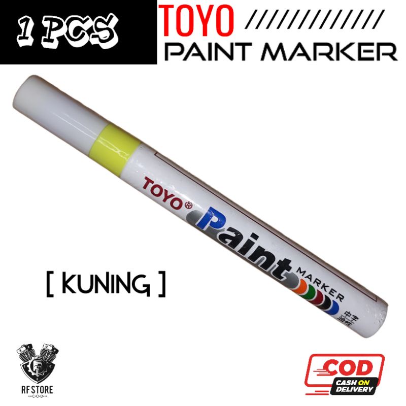 Spidol permanen Toyo paint marker/ warna kuning/ 1 pcs/ spidol ban/ Spidol serbaguna/ RF Store