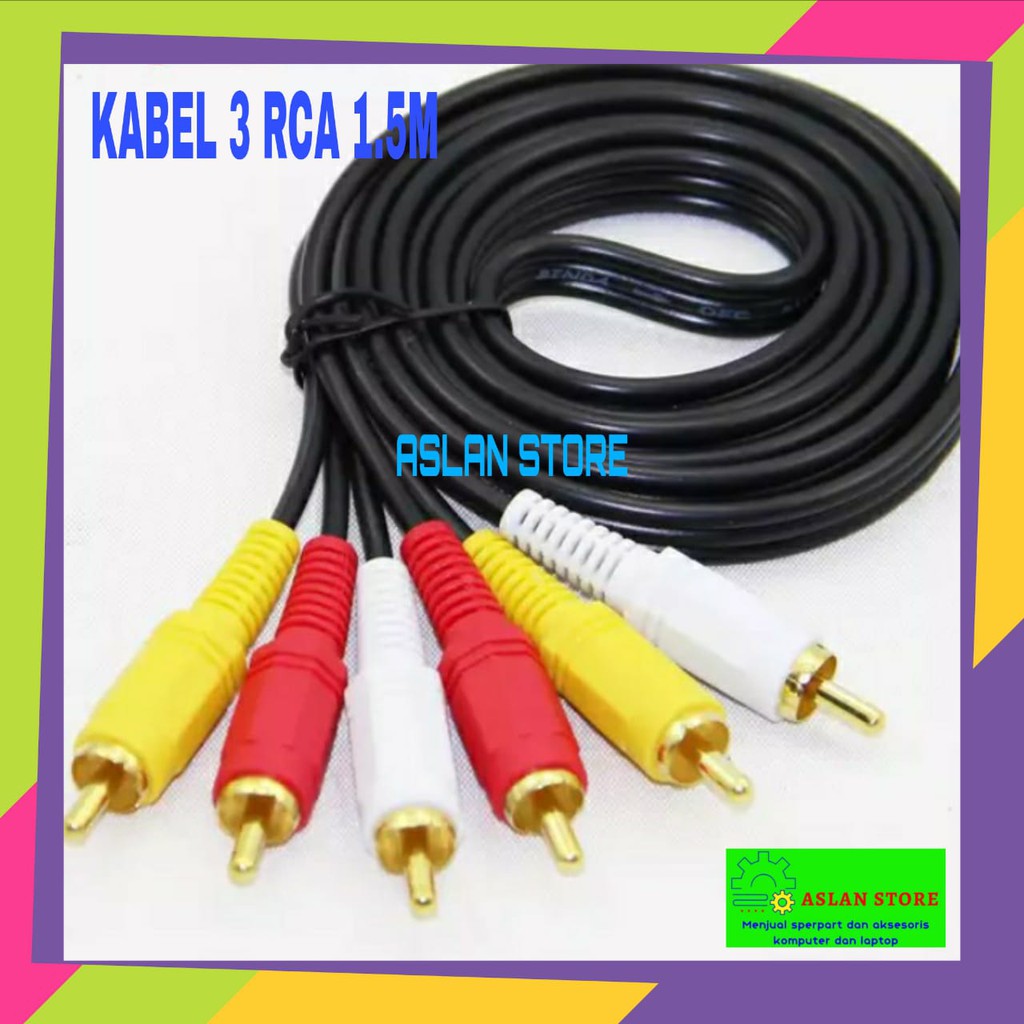 KABEL RCA 3 TO RCA 3 1.5 METER / VIDEO AV / KABEL MERAH PUTIH KUNING 1.5M