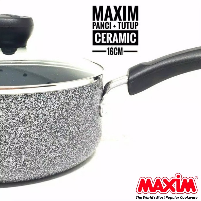 Panci Susu Maxim Neostone 16cm 18cm | Sauce Pan Kuah Tutup Kaca 16 18 cm