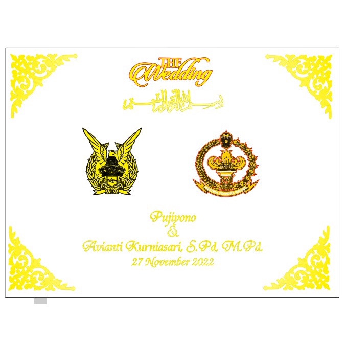 Hiasan Mahar Logo Instansi - TNI Bahan Akrilik Gold / Silver